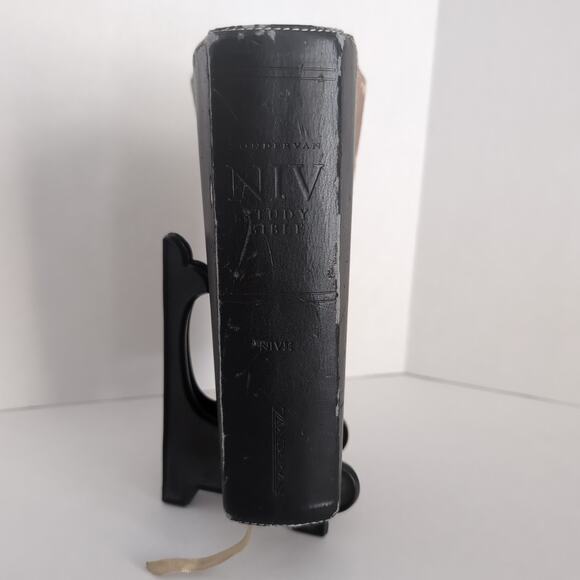 NIV Study Bible Zondervan Italian Duo Tone Black Brown - Picture 3 of 16